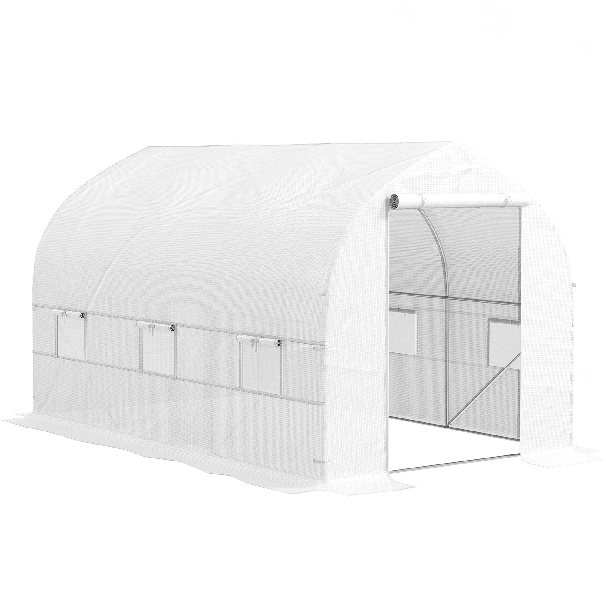 Outsunny 11.5' x 6.6' x 6.6' Portable Walk-In Tunnel Greenhouse, Garden Plant Growing Warm House, Outdoor Seed Flower Vegetable Growth Tent, White