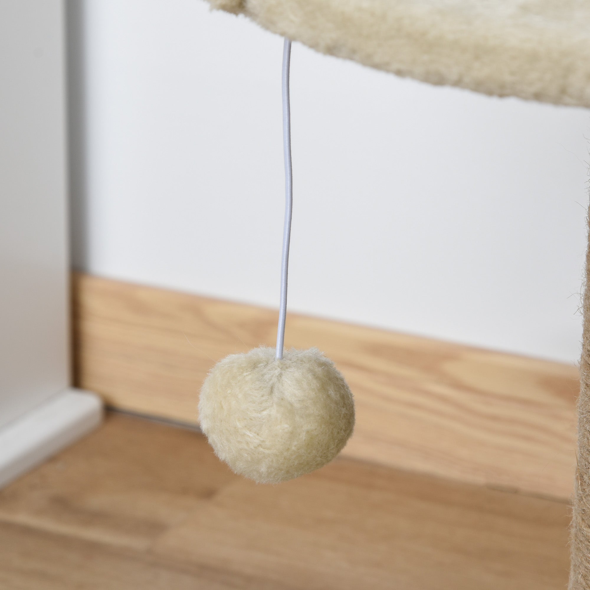 PawHut Small Cat Tree with Scratching Post, Perch, Toy Ball, Cat Tower for Indoor Cats - 16" x 16" x 19", Beige