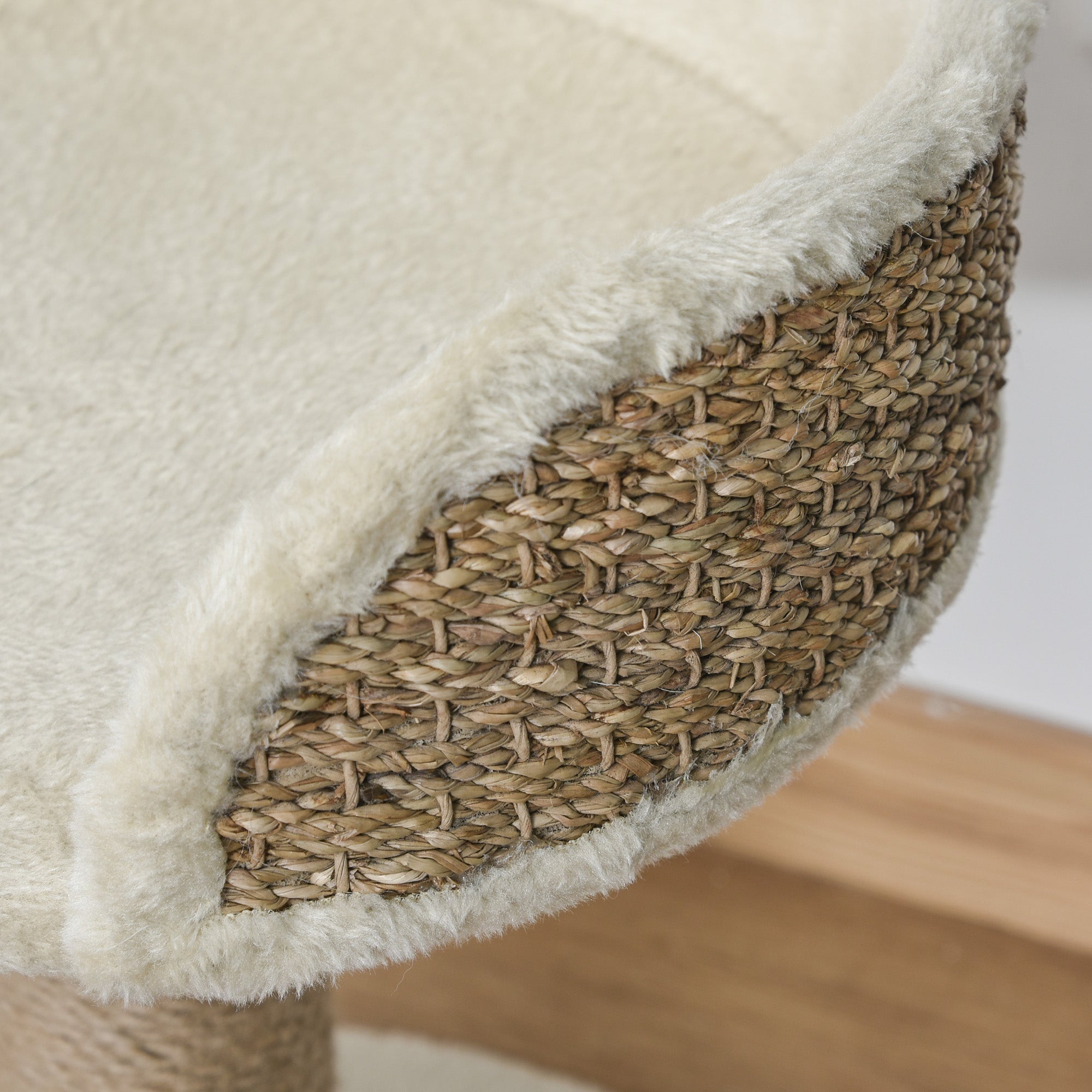 PawHut Small Cat Tree with Scratching Post, Perch, Toy Ball, Cat Tower for Indoor Cats - 16" x 16" x 19", Beige