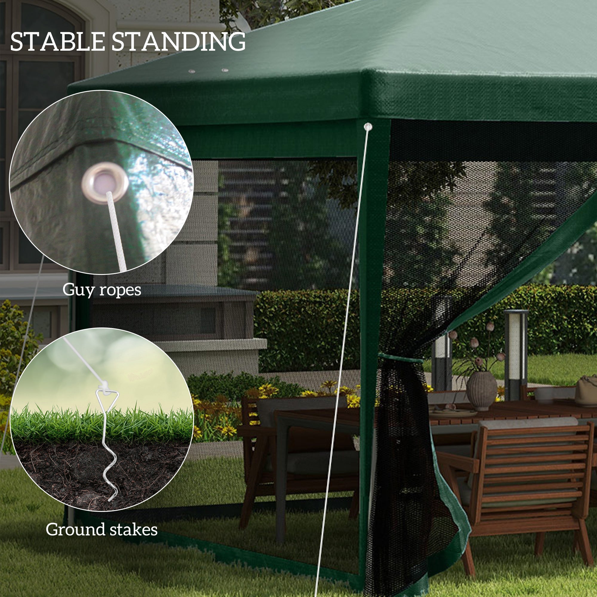 Outsunny 10' x 20' Party Tent Outdoor Canopy Garden Sun Shade with 8 Mosquito Mesh Netting and Zipper Door, Green