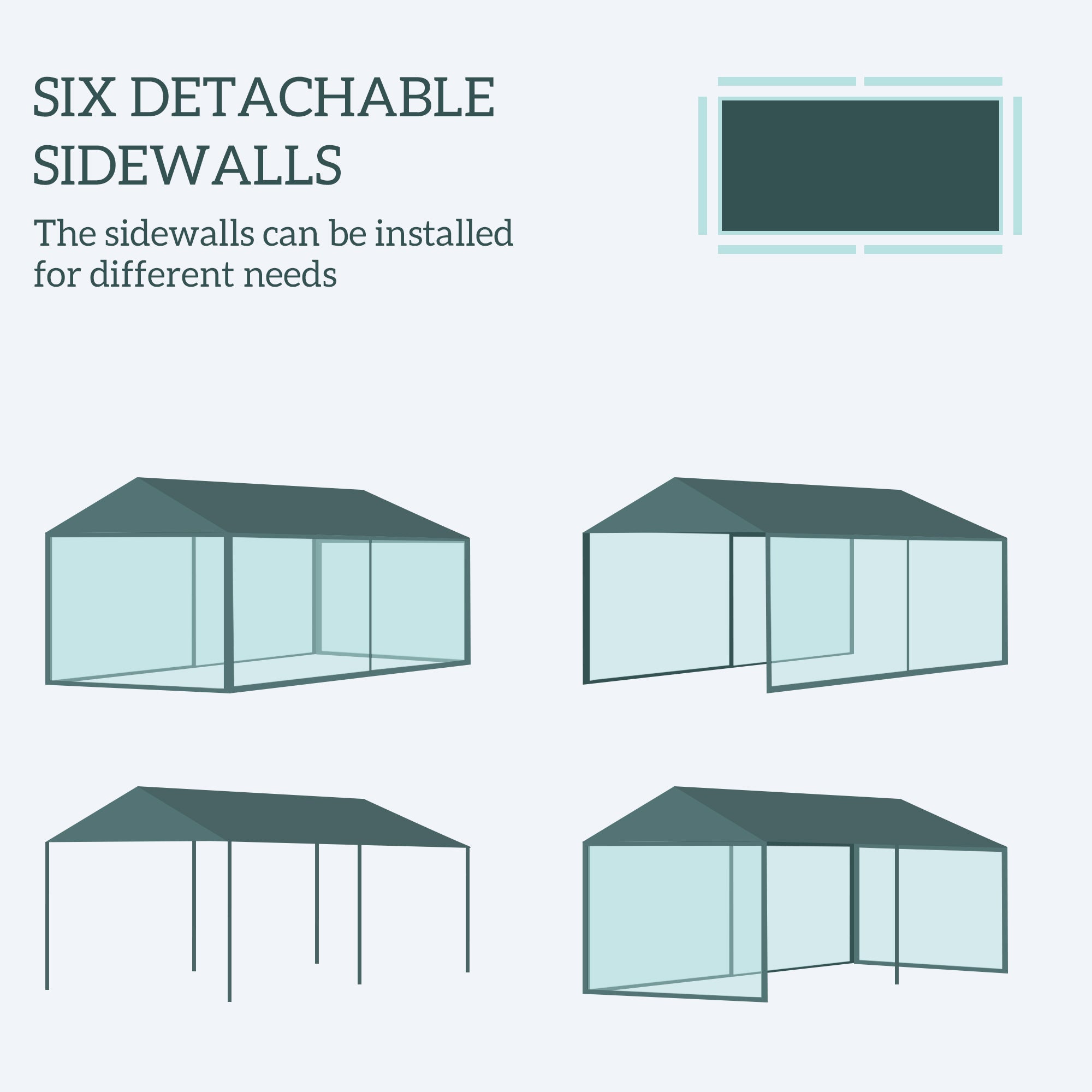 Outsunny 10' x 20' Party Tent Outdoor Canopy Garden Sun Shade with 8 Mosquito Mesh Netting and Zipper Door, Green