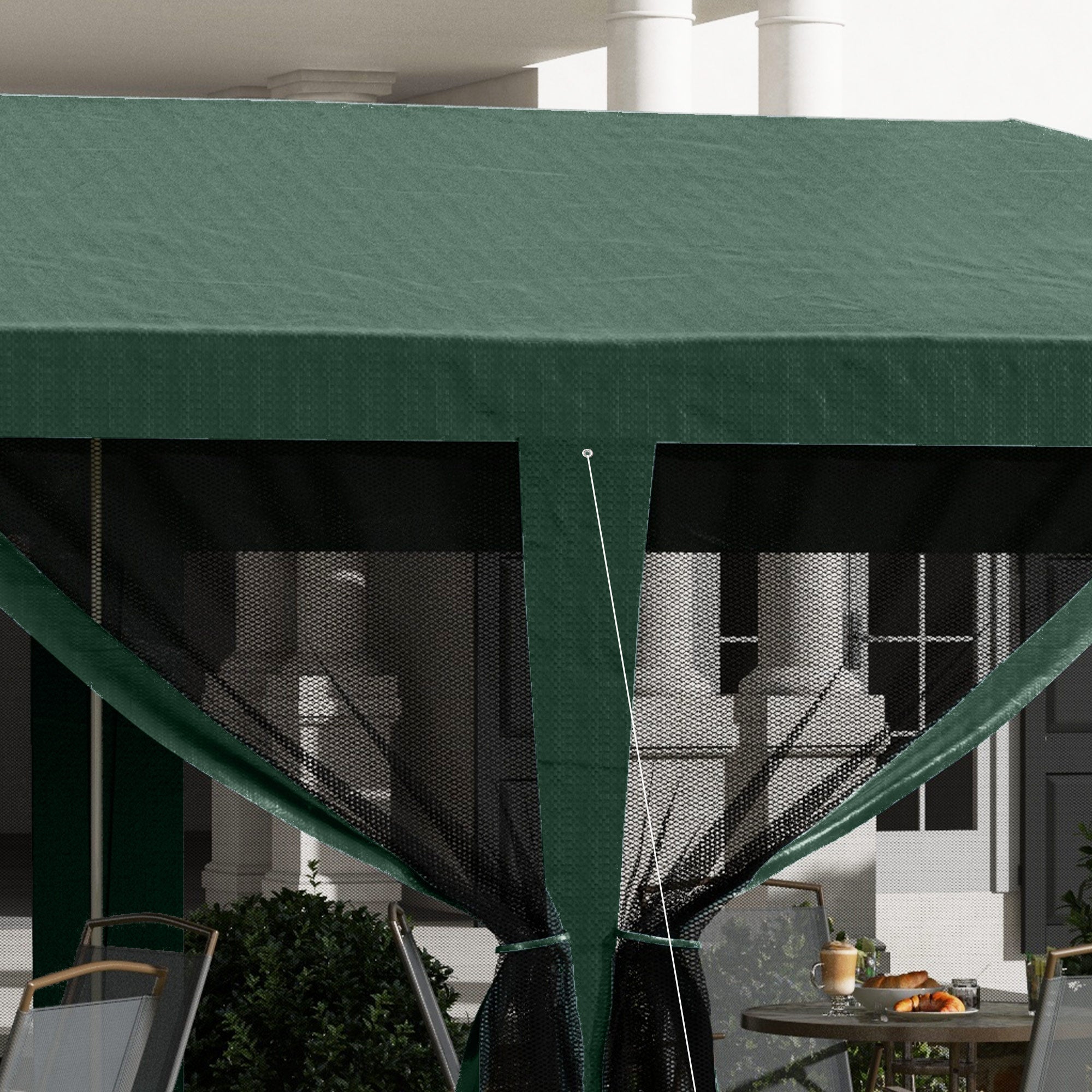Outsunny 10' x 20' Party Tent Outdoor Canopy Garden Sun Shade with 8 Mosquito Mesh Netting and Zipper Door, Green
