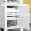 HOMCOM Narrow Side Table, Accent End Table with Pull-out Tray, Open Shelf and Cupboard, Slim Nightstand with Storage for Living Room, White