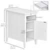 HOMCOM Narrow Side Table, Accent End Table with Pull-out Tray, Open Shelf and Cupboard, Slim Nightstand with Storage for Living Room, White
