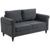 HOMCOM Vintage Loveseat, Upholstered Love Seat Furniture, Chenille-feel Fabric 2 Seater Sofa Couch with Rolled Arms, Gourd-Shaped Rubber Wood Legs for Living Room, Dark Grey