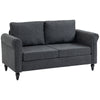 HOMCOM Vintage Loveseat, Upholstered Love Seat Furniture, Chenille-feel Fabric 2 Seater Sofa Couch with Rolled Arms, Gourd-Shaped Rubber Wood Legs for Living Room, Dark Grey