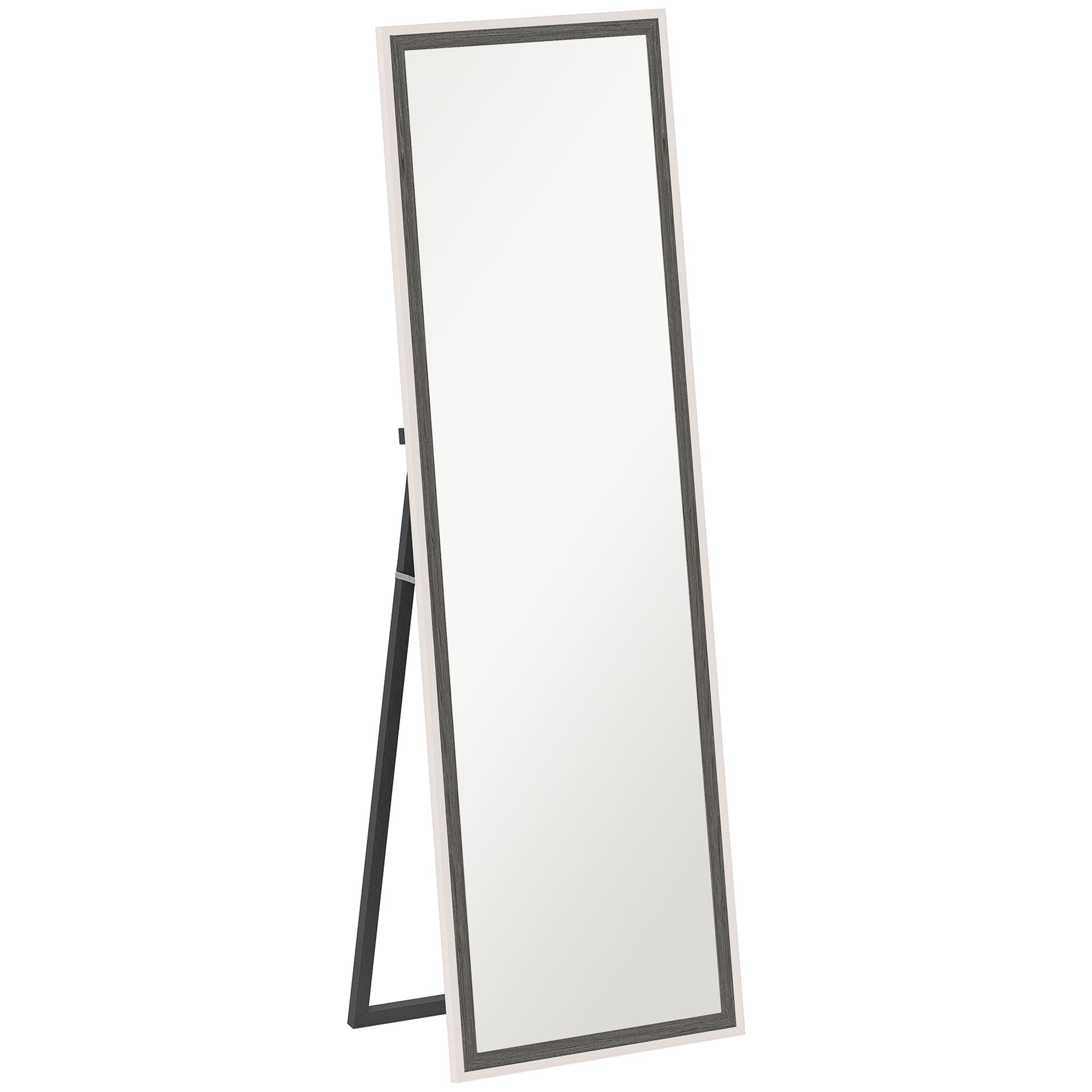 HOMCOM Full Length Mirror, 64" x 21" Full Body Mirror with Frame, Free Standing, Leaning or Wall Mirror for Bedroom, Living Room, Grey Wood Grain
