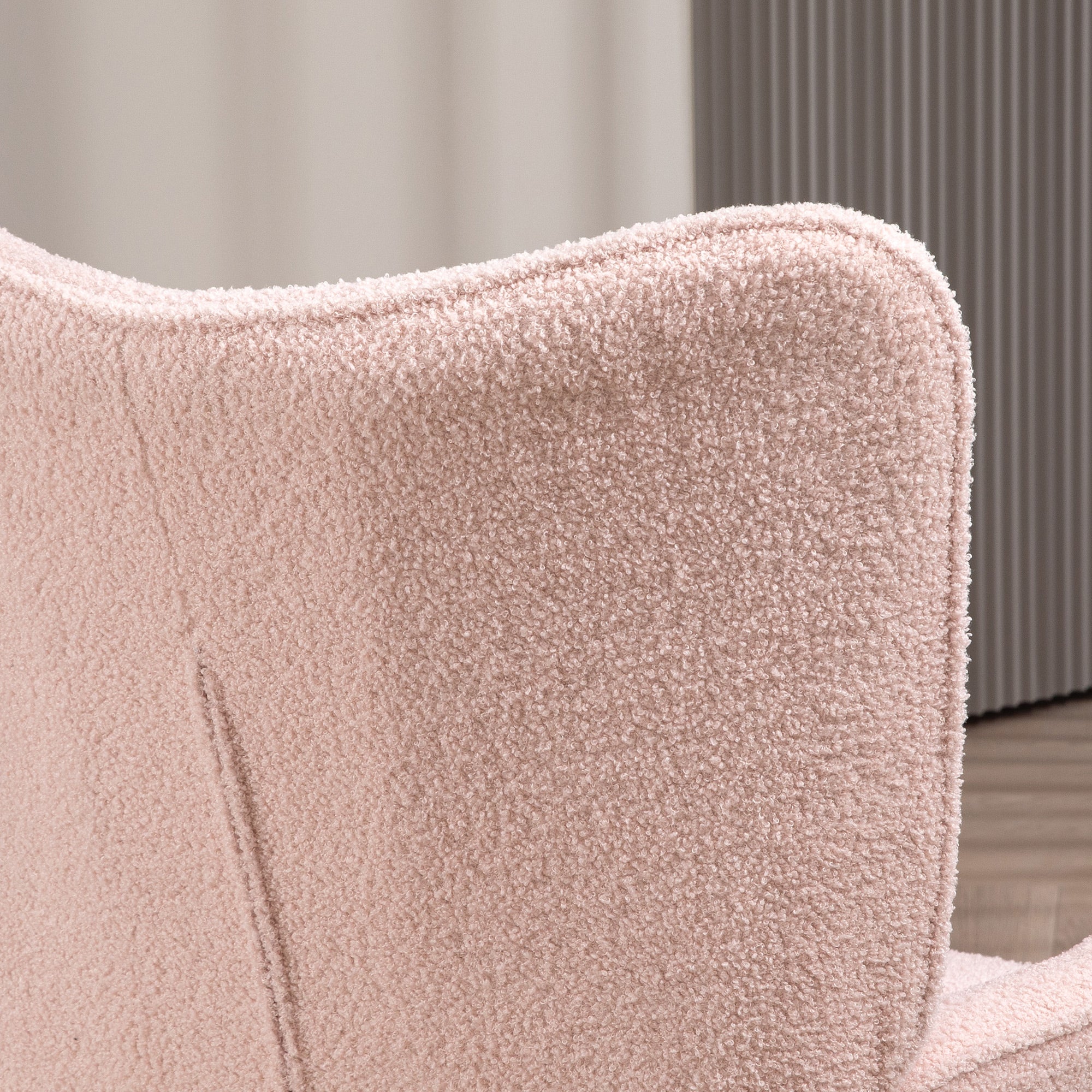 HOMCOM Modern Sherpa Boucle Accent Chair, Upholstered Lounge Chair, Fluffy Armchair for Living Room, Bedroom, Reading Room, Pink