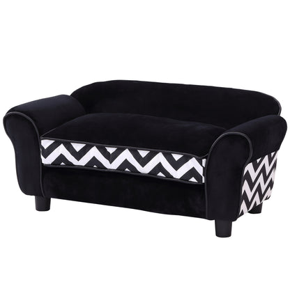 PawHut Dog Sofa Chair with Legs, Pet Couch with Soft Cushion Removable Cover for Small Dogs Cats, Black, 73.5 x 41 x 33 cm