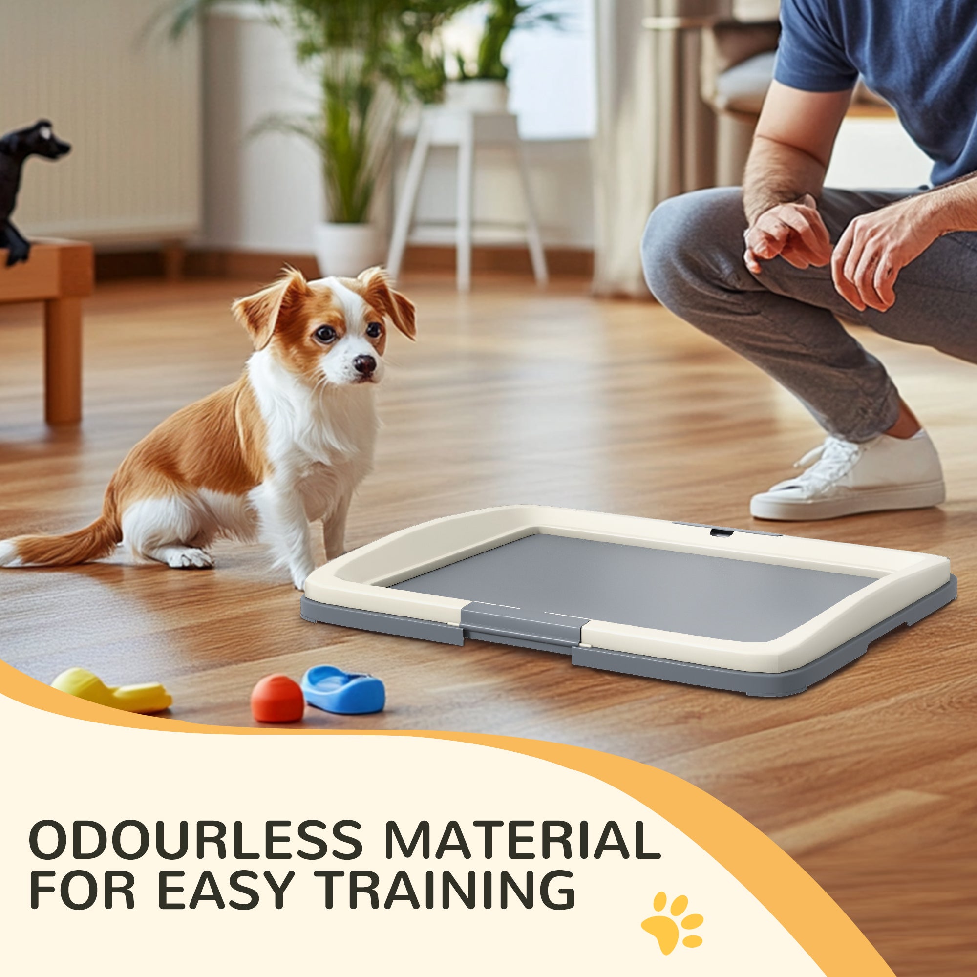 PawHut Pee Pad Holder, Dog Potty Tray for Indoor Outdoor, 25" x 19" Easy to Clean Dog Training Toilet Pee Pad Tray, Grey