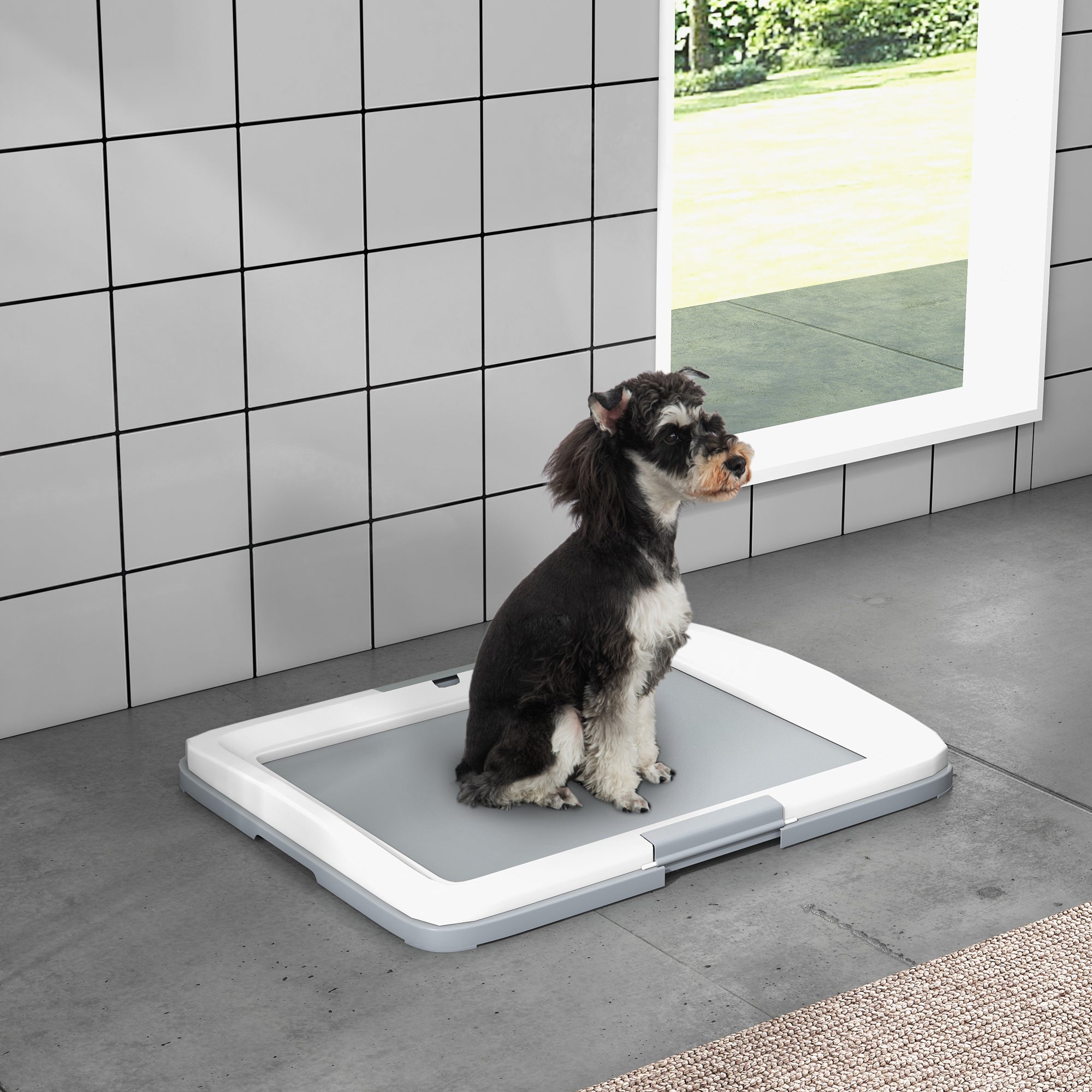 PawHut Dog Toilet Tray, Dog Litter Pee Pad Tray for Training Dogs, Dog Potty Tray Puppy Tray Pad Holder for Indoor, Balcony, Outdoor, 63 x 49 x 6cm