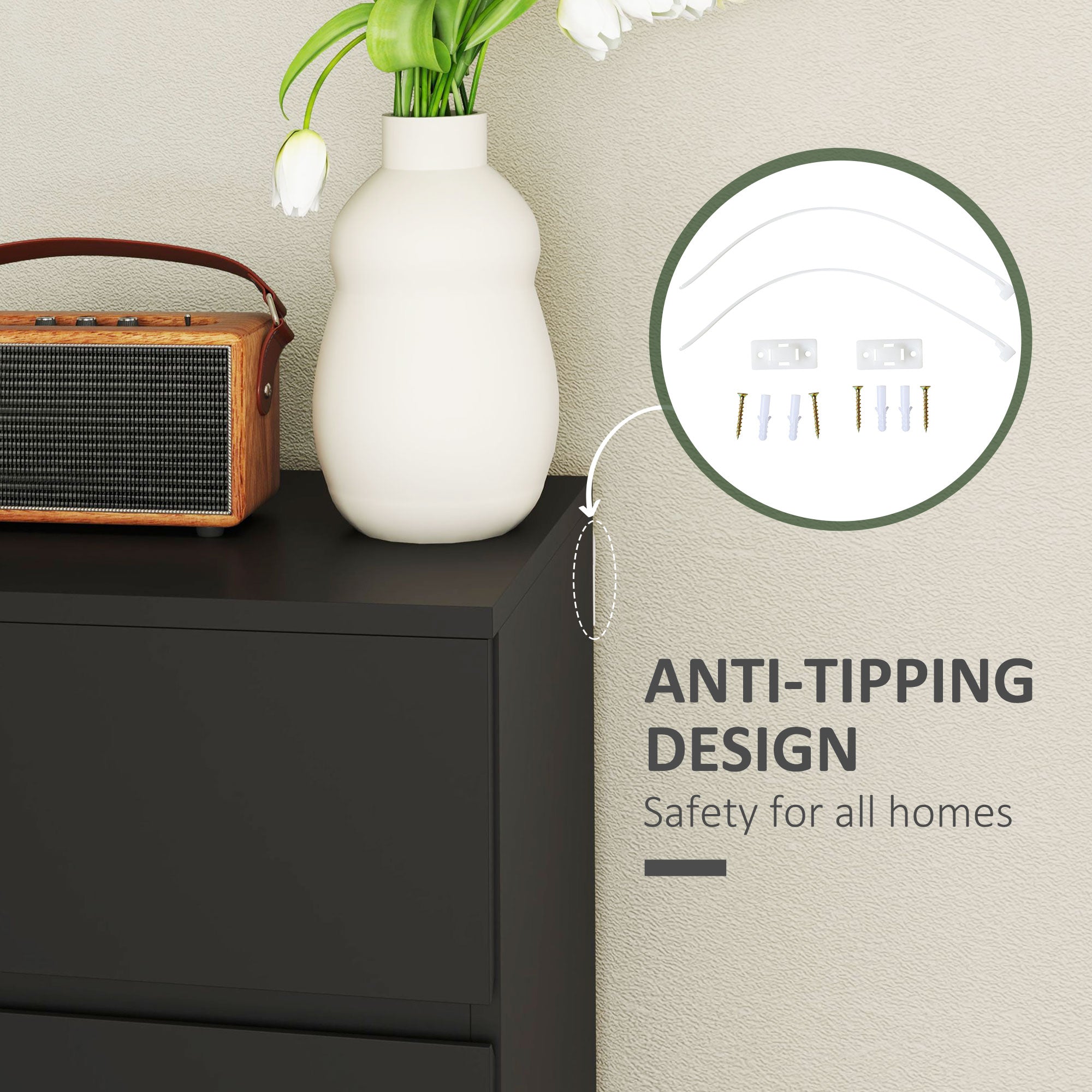 HOMCOM Chest of Drawer, 4 Drawers Storage Cabinet Freestanding Drawer Unit for Bedroom, Black