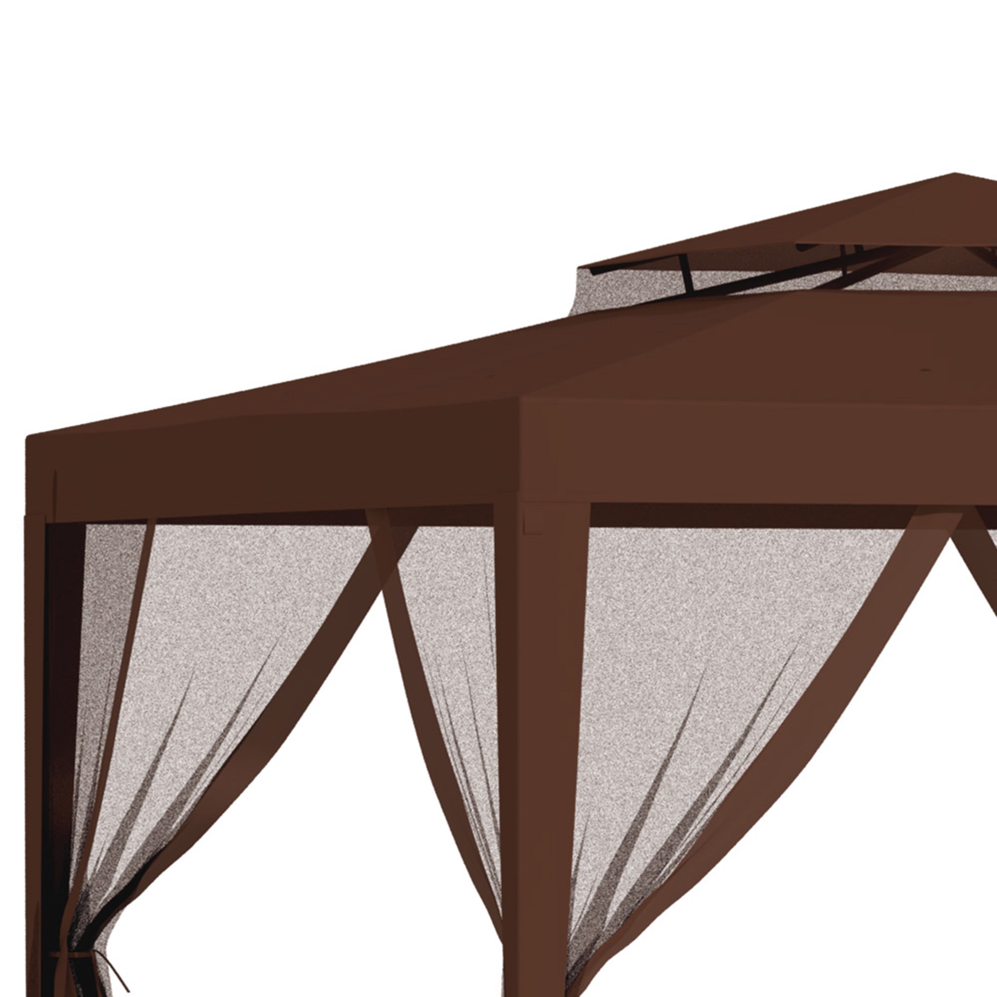 Outsunny 10' x 10' Canopy Tent, Party Tent with Mesh Netting and Double Tier Roof for Backyard, Garden, Patio, Outdoor, Brown