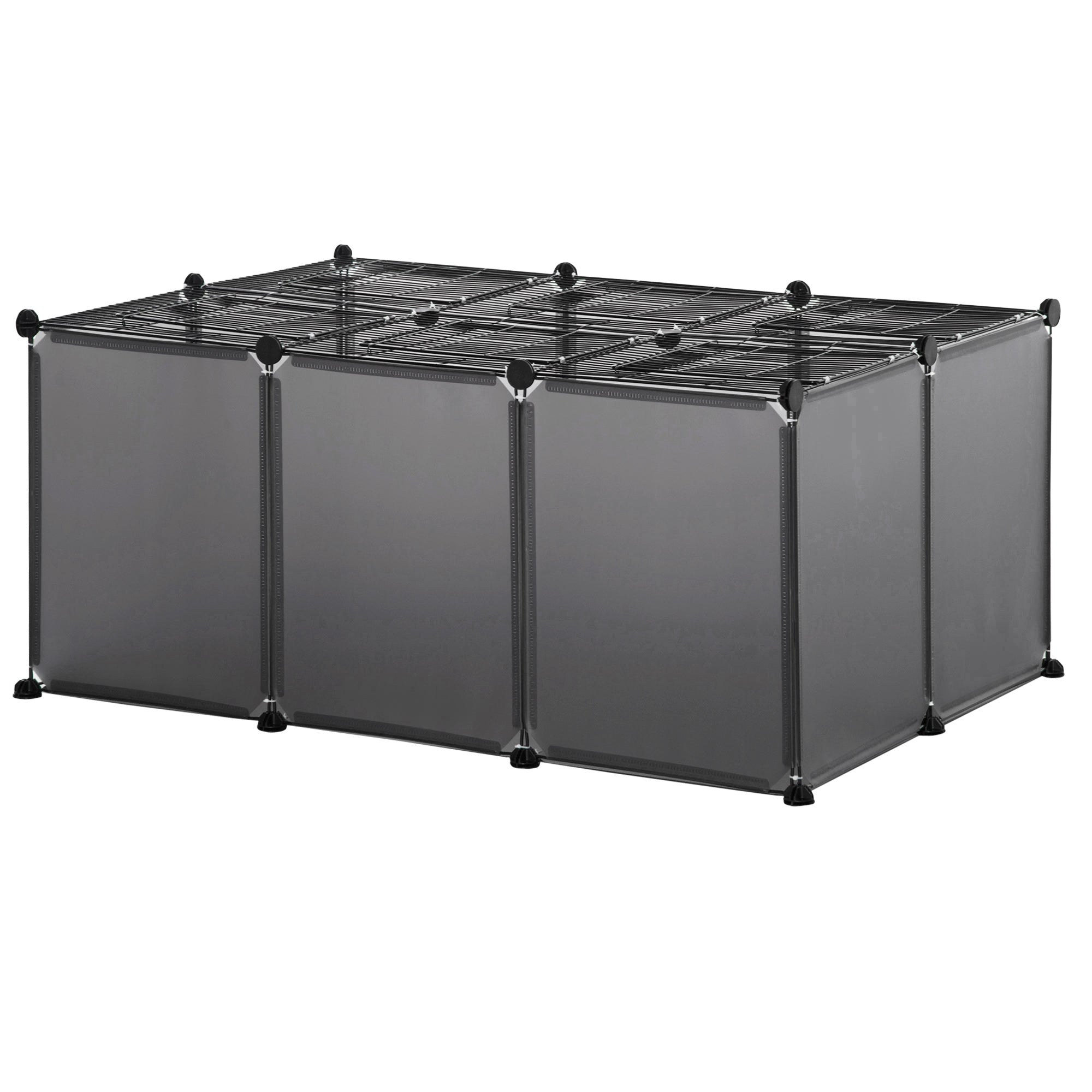 PawHut DIY Pet Playpen with Door Bottom 22 Panels Small Animal Cage for Guinea Pigs, Rabbit, Chinchilla, Grey