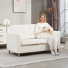 HOMCOM 56" Loveseat Sofa, Upholstered 2-Seater Couch with Armrests and Wooden Legs for Living Room, Bedroom, Cream White