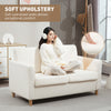 HOMCOM 56" Loveseat Sofa, Upholstered 2-Seater Couch with Armrests and Wooden Legs for Living Room, Bedroom, Cream White