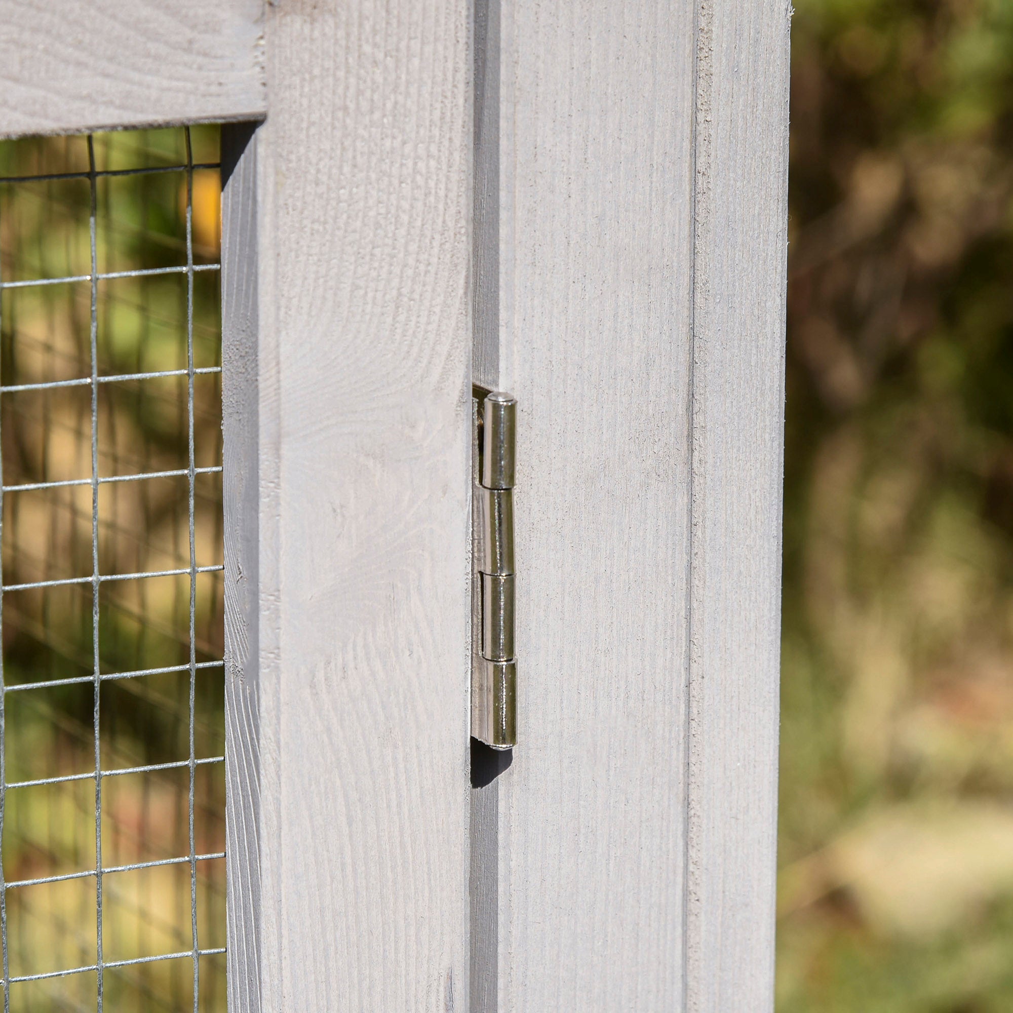 PawHut Large Rabbit Hutch Wood Bunny Cage Outdoor Guinea Pig House with Double Runs Slide Out Tray Ramps, 83"x18"x33", Grey