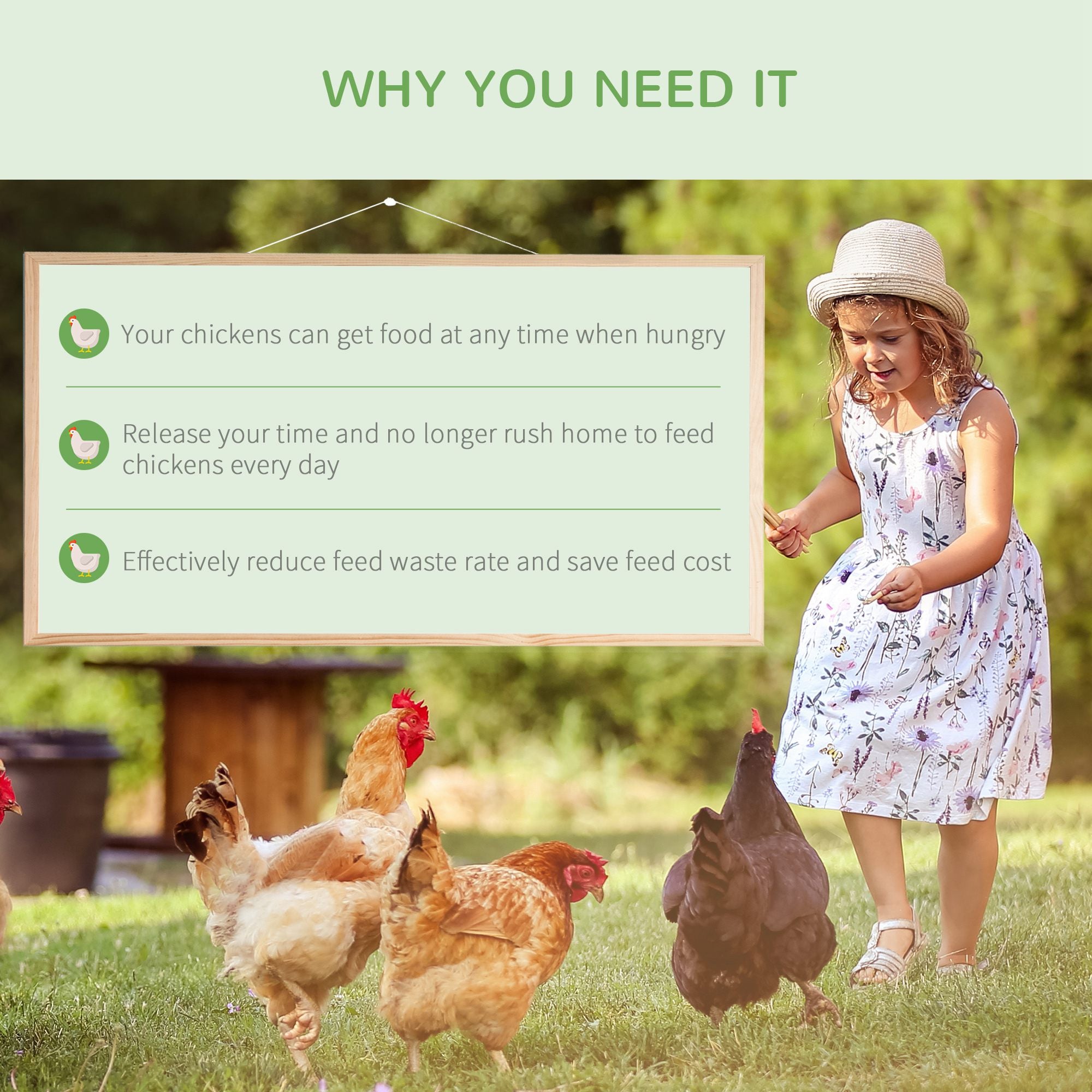 PawHut 10.6lbs Automatic Chicken Feeder Aluminum Poultry Feeders with Lid, Treadle, Rat Proof & No Spill with Weatherproof, Silver