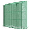 Outsunny Lean-to Mini Greenhouse with 3 Tier Shelves, PE Cover, Portable Green House with 2 Roll-up Doors, Garden Plant Grow Hot House for Indoor Outdoor, 56.3"x18.1"x59.4", Green