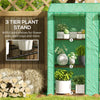 Outsunny Lean-to Mini Greenhouse with 3 Tier Shelves, PE Cover, Portable Green House with 2 Roll-up Doors, Garden Plant Grow Hot House for Indoor Outdoor, 56.3"x18.1"x59.4", Green