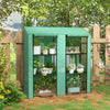 Outsunny Lean-to Mini Greenhouse with 3 Tier Shelves, PE Cover, Portable Green House with 2 Roll-up Doors, Garden Plant Grow Hot House for Indoor Outdoor, 56.3"x18.1"x59.4", Green