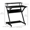 HOMCOM 28" Compact Computer Desk, Industrial Z-Shaped Writing Desk with Monitor Shelf and Storage, Workstation for Home Office, Black