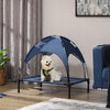 PawHut Elevated Dog Bed with Canopy, Portable Raised Dog Cot for M Sized Dogs, Indoor & Outdoor, 30" x 24" x 29", Dark Blue