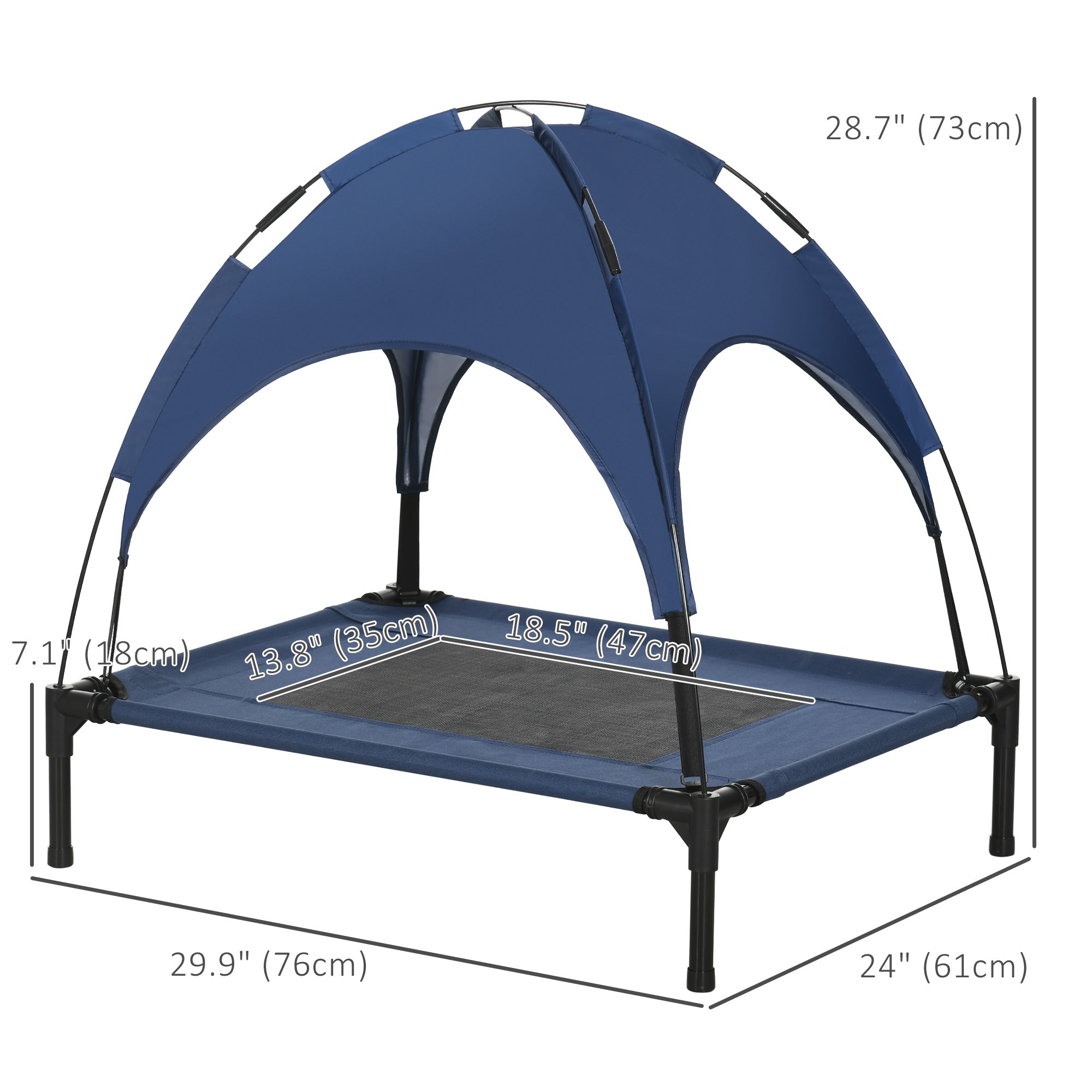 PawHut Elevated Dog Bed with Canopy, Portable Raised Dog Cot for M Sized Dogs, Indoor & Outdoor, 30
