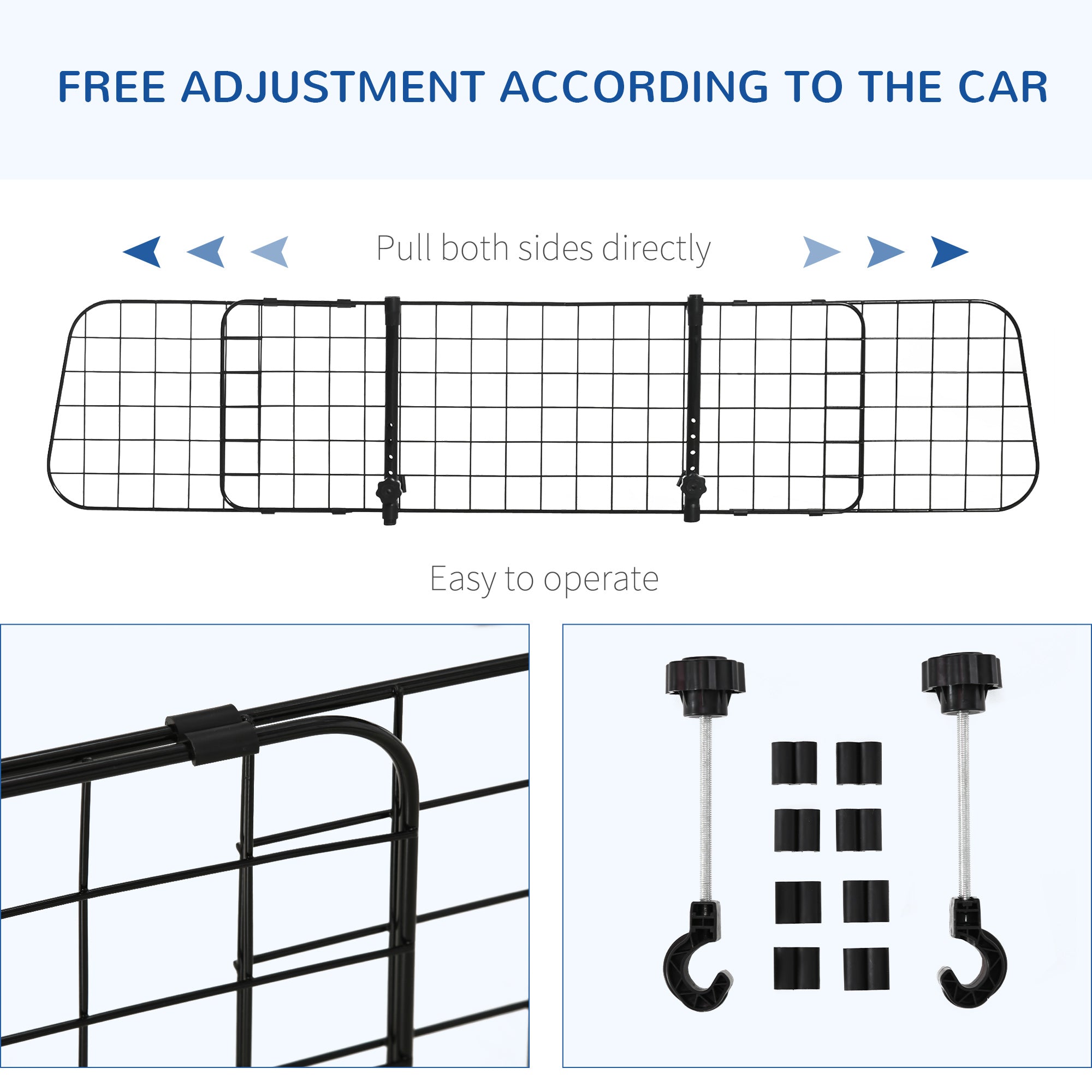 PawHut 36"-60" Adjustable Dog Car Barrier, Vehicle Pet Barrier Heavy Duty Dog Fence Car Safety Guard Gate for SUV Vans Trucks