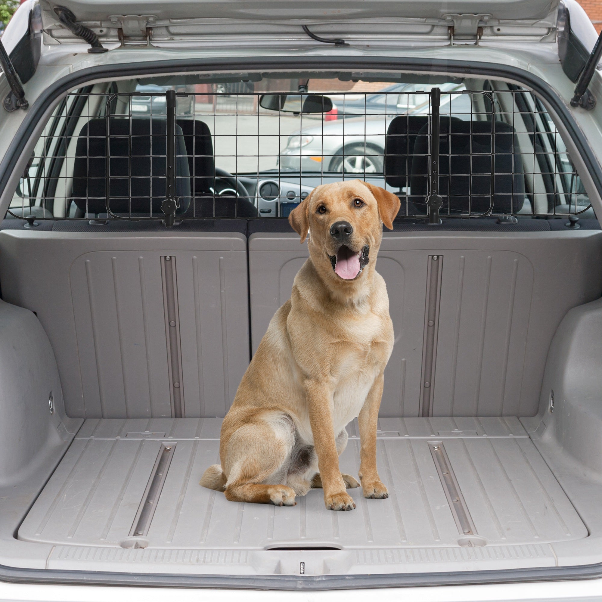 PawHut 36"-60" Adjustable Dog Car Barrier, Vehicle Pet Barrier Heavy Duty Dog Fence Car Safety Guard Gate for SUV Vans Trucks