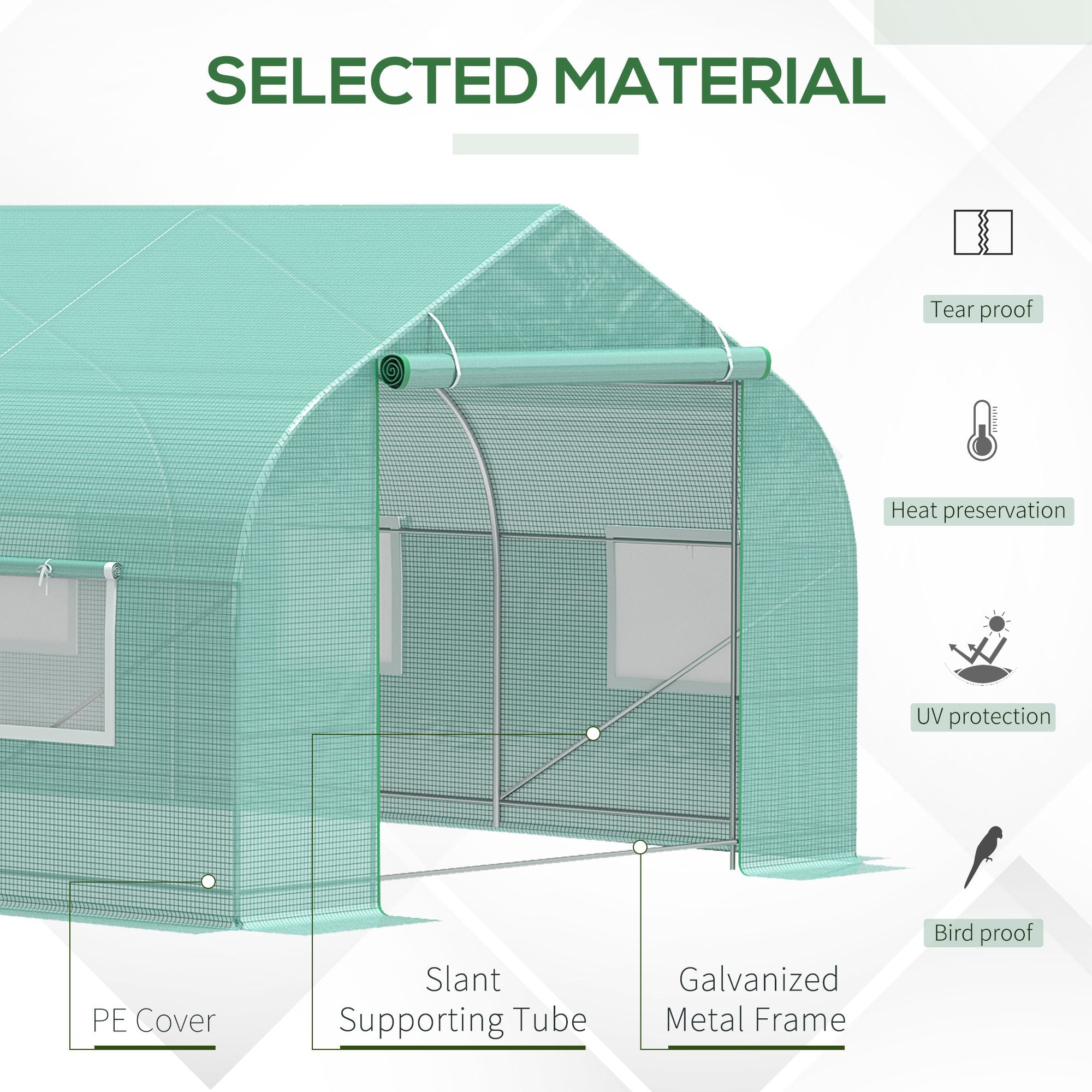 Outsunny 20x10x7ft Walk-in Tunnel Greenhouse, Outdoor Backyard Plant Seed Growth Warm House with 2 Anchor Way, Green