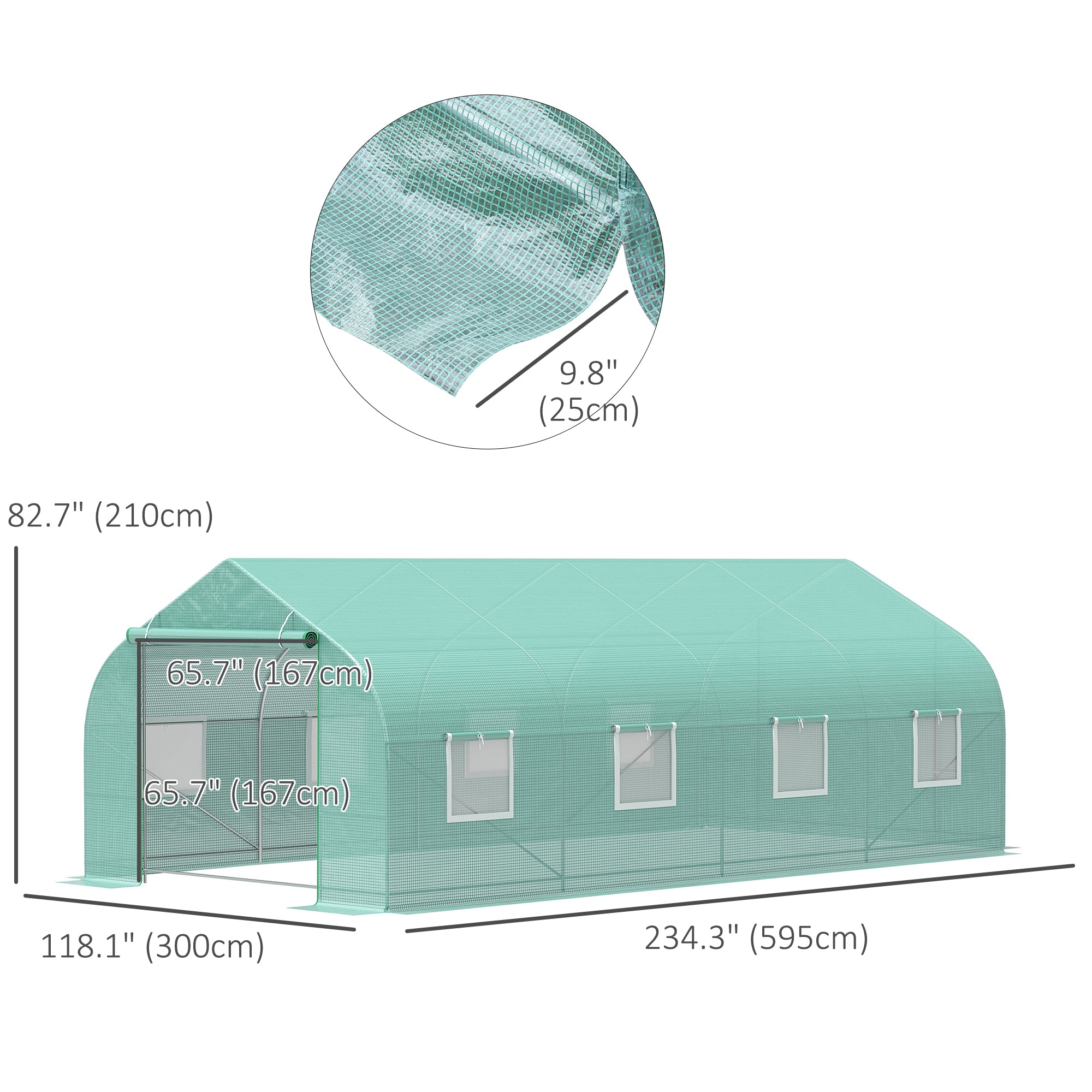 Outsunny 20x10x7ft Walk-in Tunnel Greenhouse, Outdoor Backyard Plant Seed Growth Warm House with 2 Anchor Way, Green