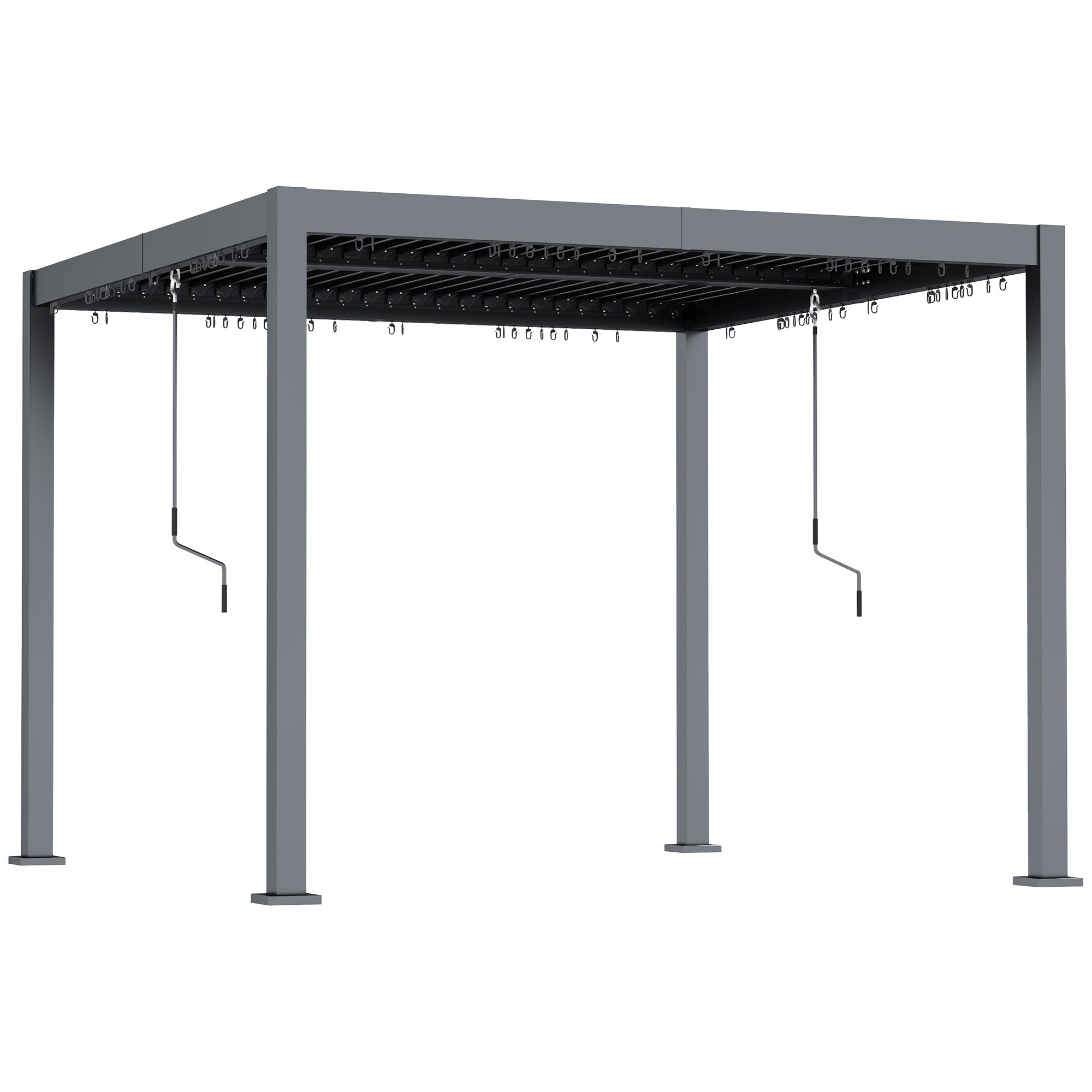 Outsunny 10' x 10' Louvered Pergola with Adjustable Metal Roof and Aluminum Frame, Outdoor Pergola Hardtop Gazebo with Drainage System, Water and UV Proof for Deck Backyard Patio