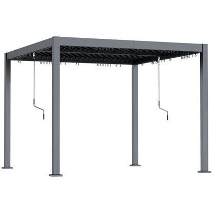 Outsunny 10' x 10' Louvered Pergola with Adjustable Metal Roof and Aluminum Frame, Outdoor Pergola Hardtop Gazebo with Drainage System, Water and UV Proof for Deck Backyard Patio