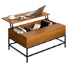 HOMCOM Lift Top Coffee Table with Hidden Storage Compartment Lift Tabletop Center Table for Living Room, Teak
