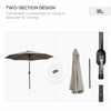 Outsunny 10' x 8' Round Market Umbrella, Patio Umbrella with Crank Handle and Tilt, Outdoor Parasol for Garden, Bench, Lawn, Light Grey