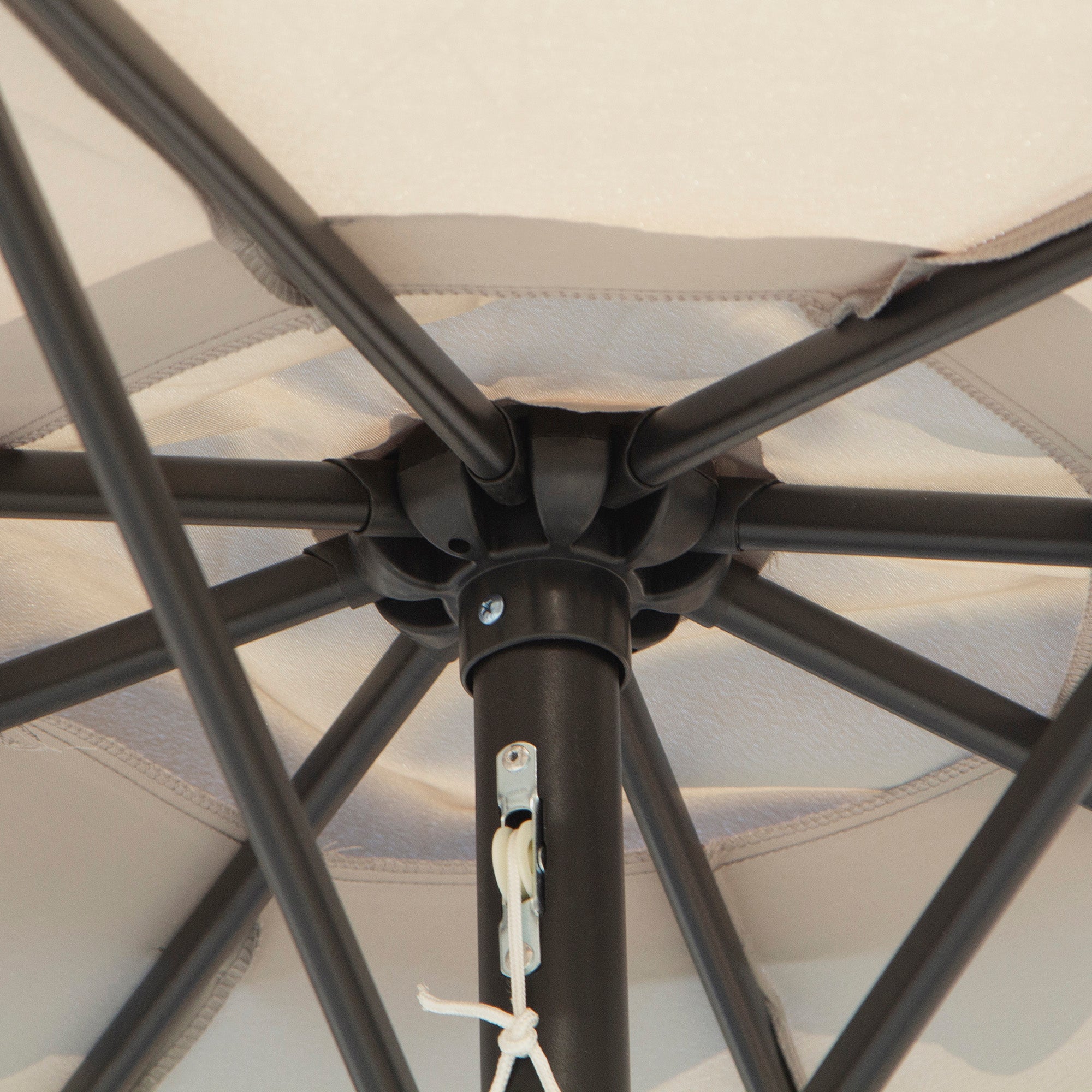 Outsunny 10' x 8' Round Market Umbrella, Patio Umbrella with Crank Handle and Tilt, Outdoor Parasol for Garden, Bench, Lawn, Light Grey