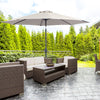 Outsunny 10' x 8' Round Market Umbrella, Patio Umbrella with Crank Handle and Tilt, Outdoor Parasol for Garden, Bench, Lawn, Light Grey