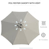Outsunny 10' x 8' Round Market Umbrella, Patio Umbrella with Crank Handle and Tilt, Outdoor Parasol for Garden, Bench, Lawn, Light Grey