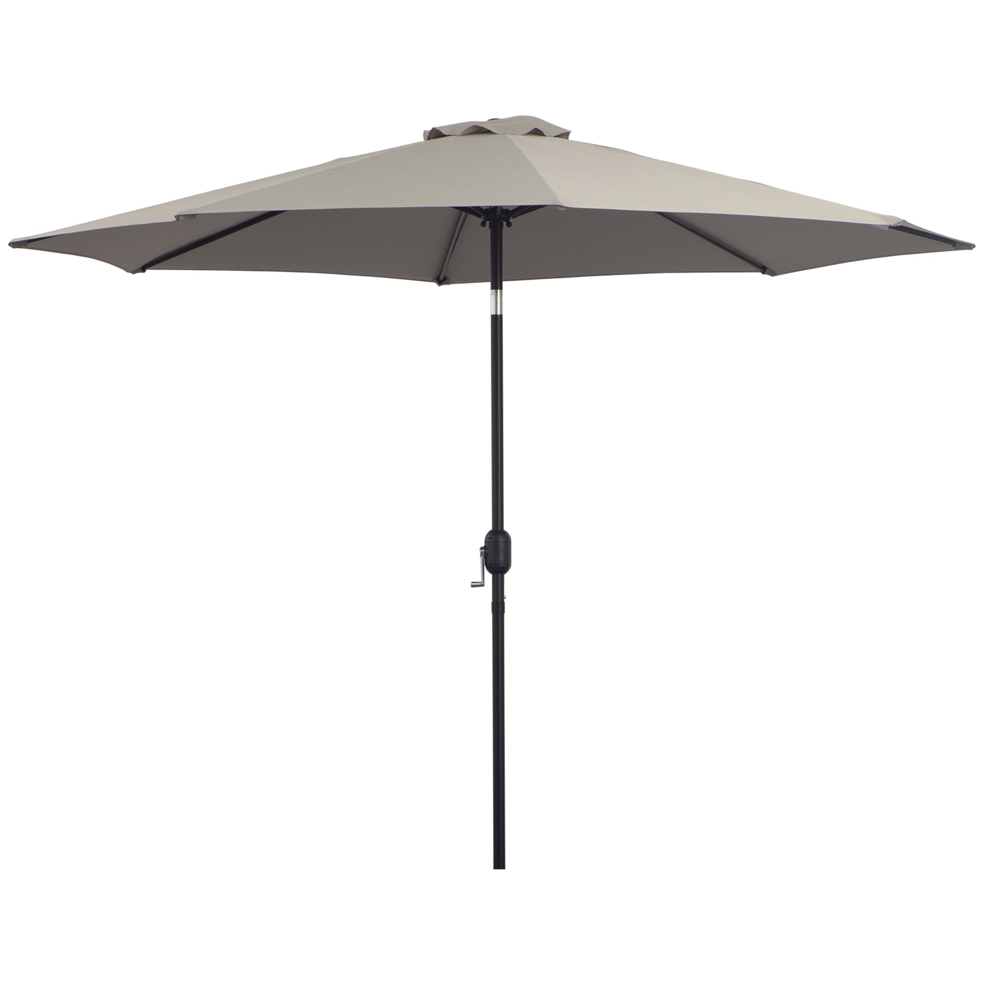 Outsunny 10' x 8' Round Market Umbrella, Patio Umbrella with Crank Handle and Tilt, Outdoor Parasol for Garden, Bench, Lawn, Light Grey