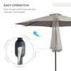 Outsunny 10' x 8' Round Market Umbrella, Patio Umbrella with Crank Handle and Tilt, Outdoor Parasol for Garden, Bench, Lawn, Light Grey