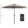 Outsunny 10' x 8' Round Market Umbrella, Patio Umbrella with Crank Handle and Tilt, Outdoor Parasol for Garden, Bench, Lawn, Light Grey