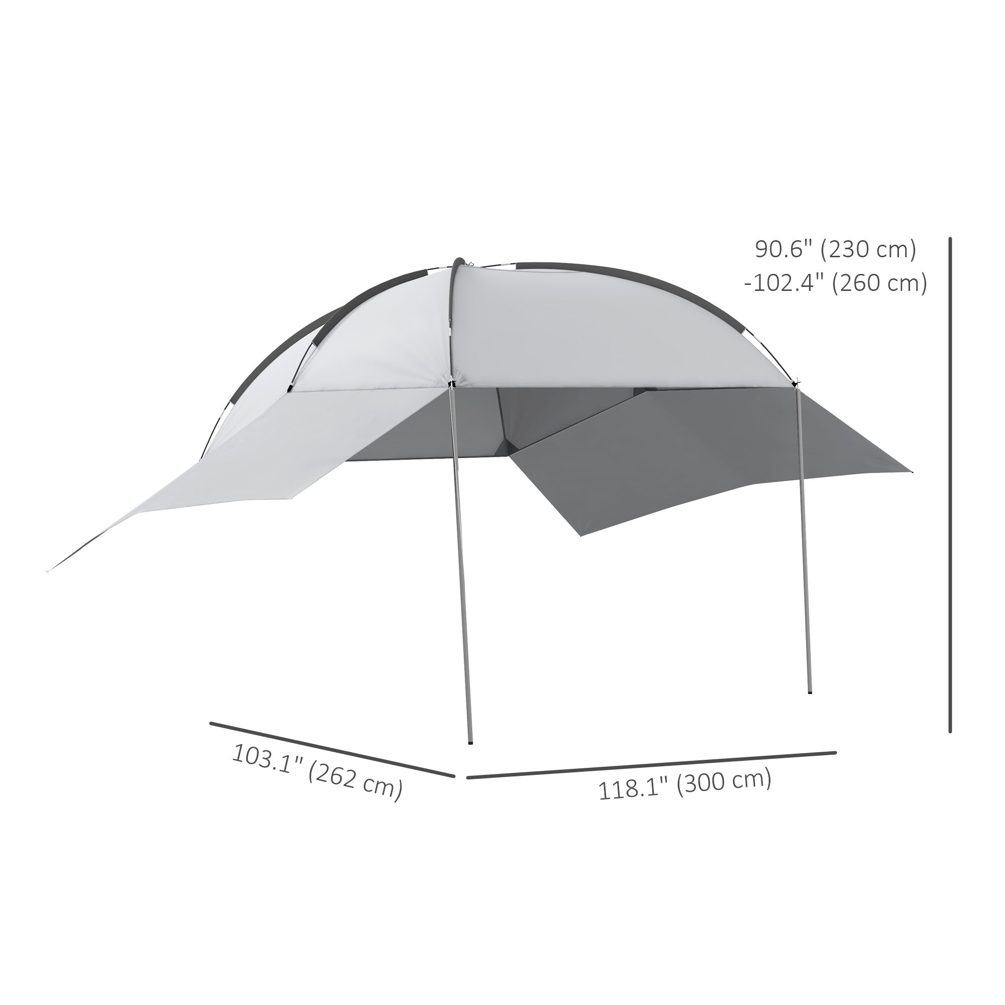 Outsunny Portable SUV Tailgate Tent with Awning Shade and 2 Side Walls, Car Camping Tent with Adjustable Support Poles and Carry Bag, for Truck, RV, Van, Trailer, Light Grey