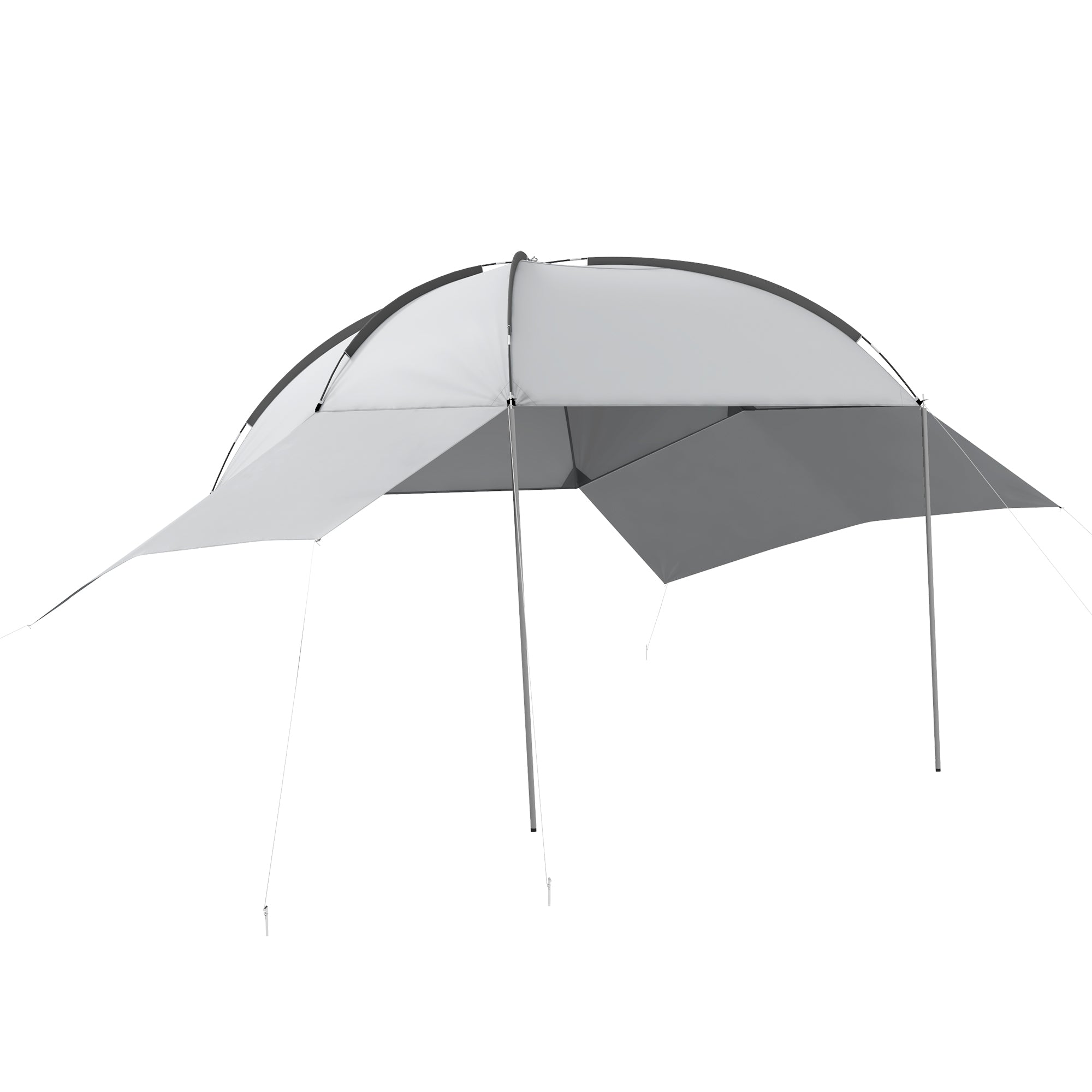Outsunny Portable SUV Tailgate Tent with Awning Shade and 2 Side Walls, Car Camping Tent with Adjustable Support Poles and Carry Bag, for Truck, RV, Van, Trailer, Light Grey