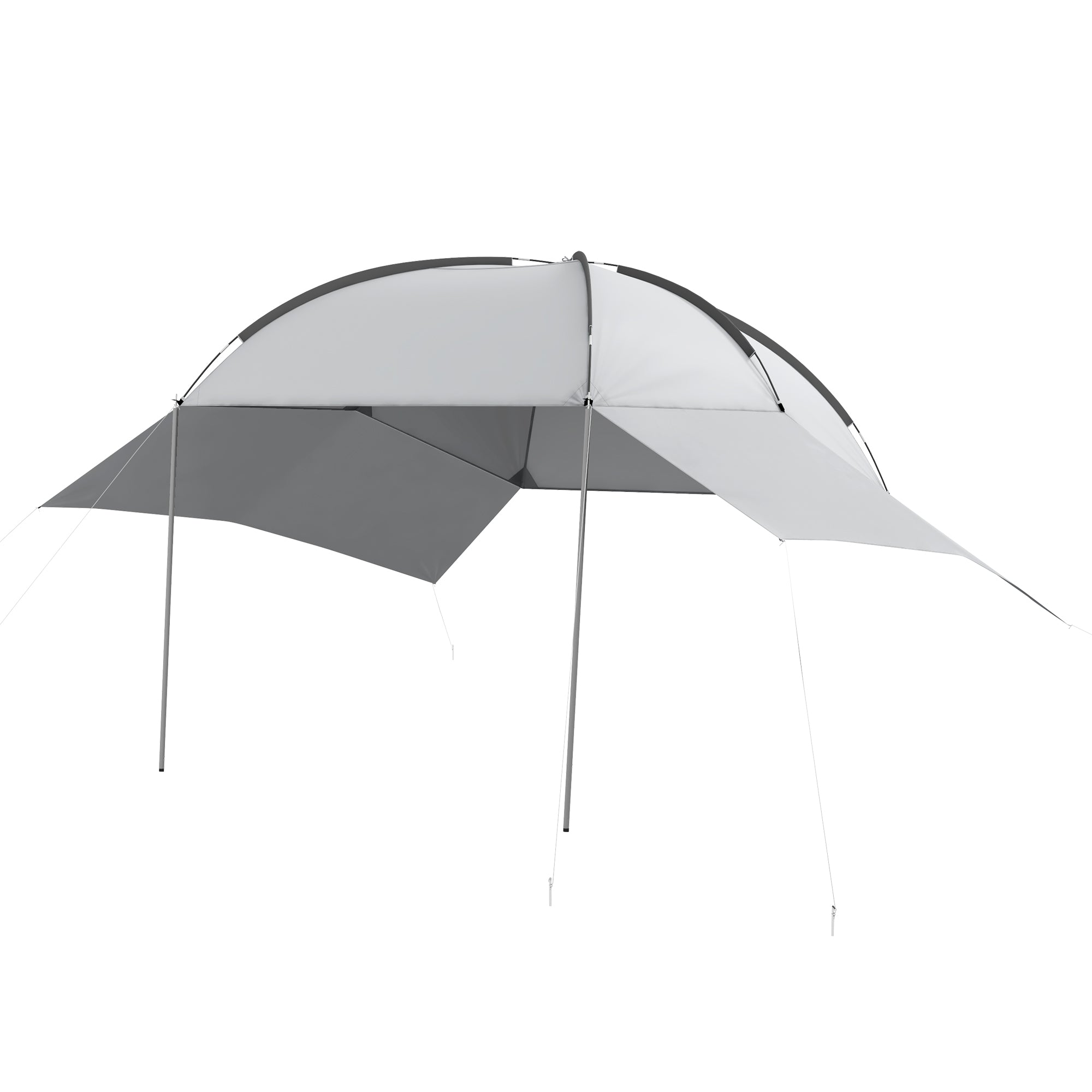 Outsunny Portable SUV Tailgate Tent with Awning Shade and 2 Side Walls, Car Camping Tent with Adjustable Support Poles and Carry Bag, for Truck, RV, Van, Trailer, Light Grey