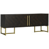 HOMCOM Modern TV Stand for TVs up to 55 inches, Entertainment Center, TV Console Table with 2 Door Cabinets and Golden Legs for Living Room, Brown
