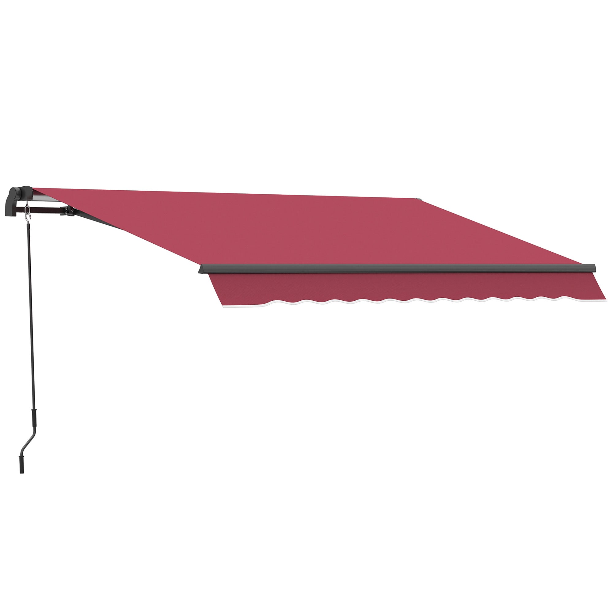 Outsunny 10' x 8' Manual Retractable Awning, Sun Shade Shelter Canopy, with Aluminum Frame and UV Protection for Patio Deck Yard Window Door, Red
