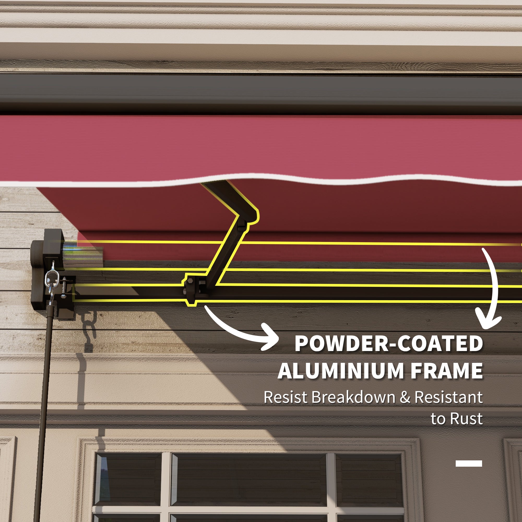 Outsunny 10' x 8' Manual Retractable Awning, Sun Shade Shelter Canopy, with Aluminum Frame and UV Protection for Patio Deck Yard Window Door, Red