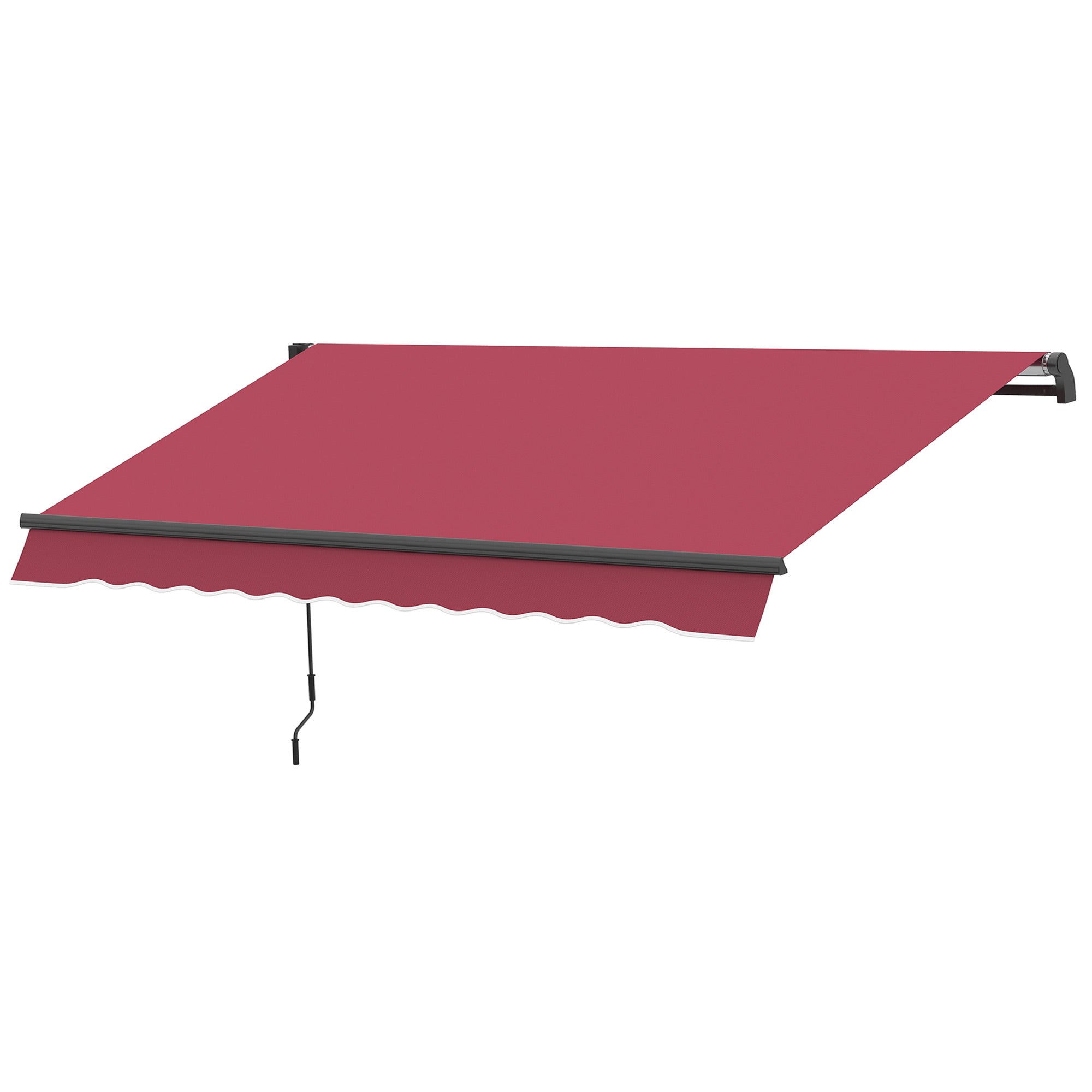 Outsunny 10' x 8' Manual Retractable Awning, Sun Shade Shelter Canopy, with Aluminum Frame and UV Protection for Patio Deck Yard Window Door, Red