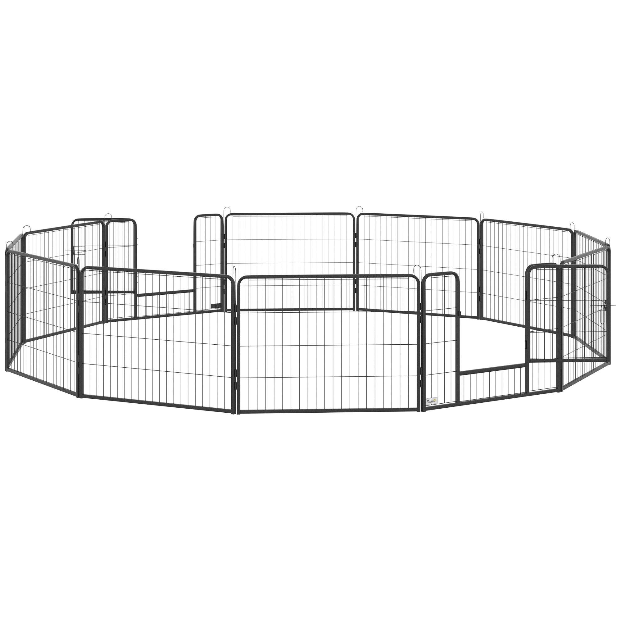 PawHut Dog Playpen, Heavy-duty Metal Puppy Play Pen, Pet Exercise Fences for Outside and Indoor, DIY Design with Door for Multiple Dogs, 12 Panels, 23.5"H